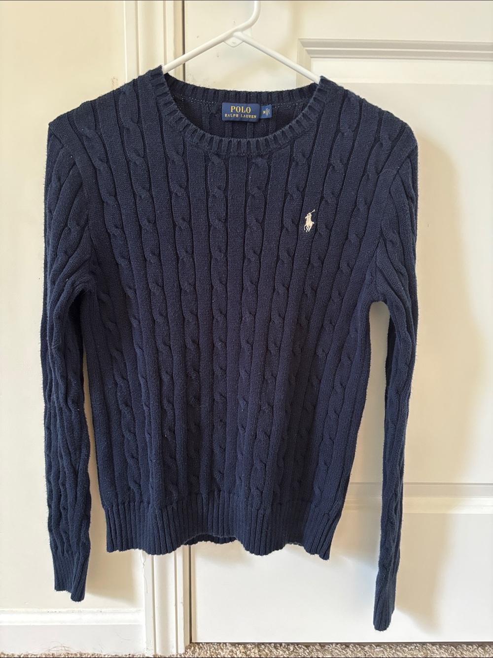 Women’s Polo by Ralph Lauren Navy Cable-Knit Crewneck Sweater
